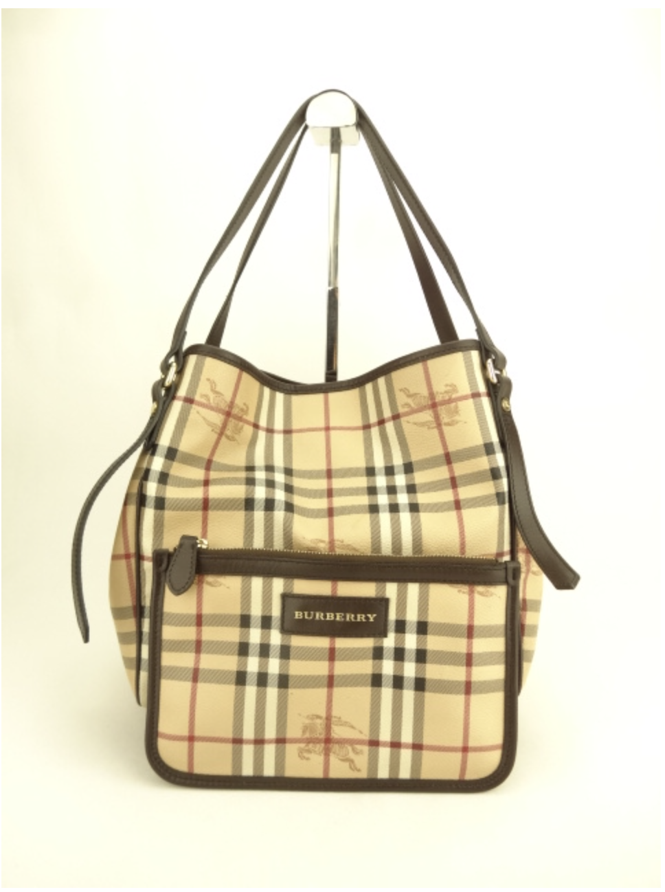 PB6004 Burberry Small Haymarket Centerbury Tote (Brown)